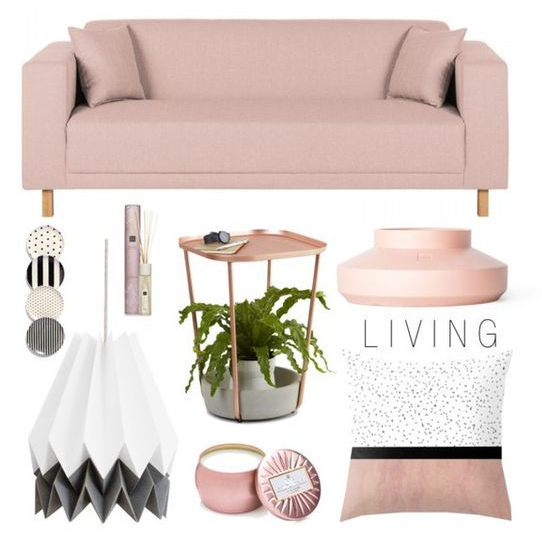 13 charming ways to style a blush sofa - Blush pink sofa pink scandi decoration