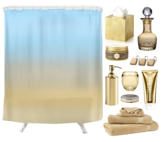 Blue and gold bathroom accessories - bathroom - Find A Way by JWP