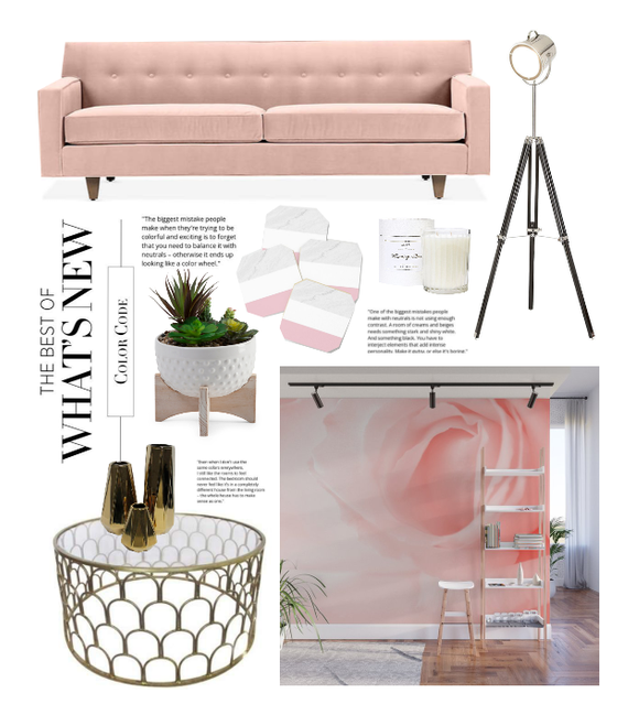 Pink velvet sofa white decor layout