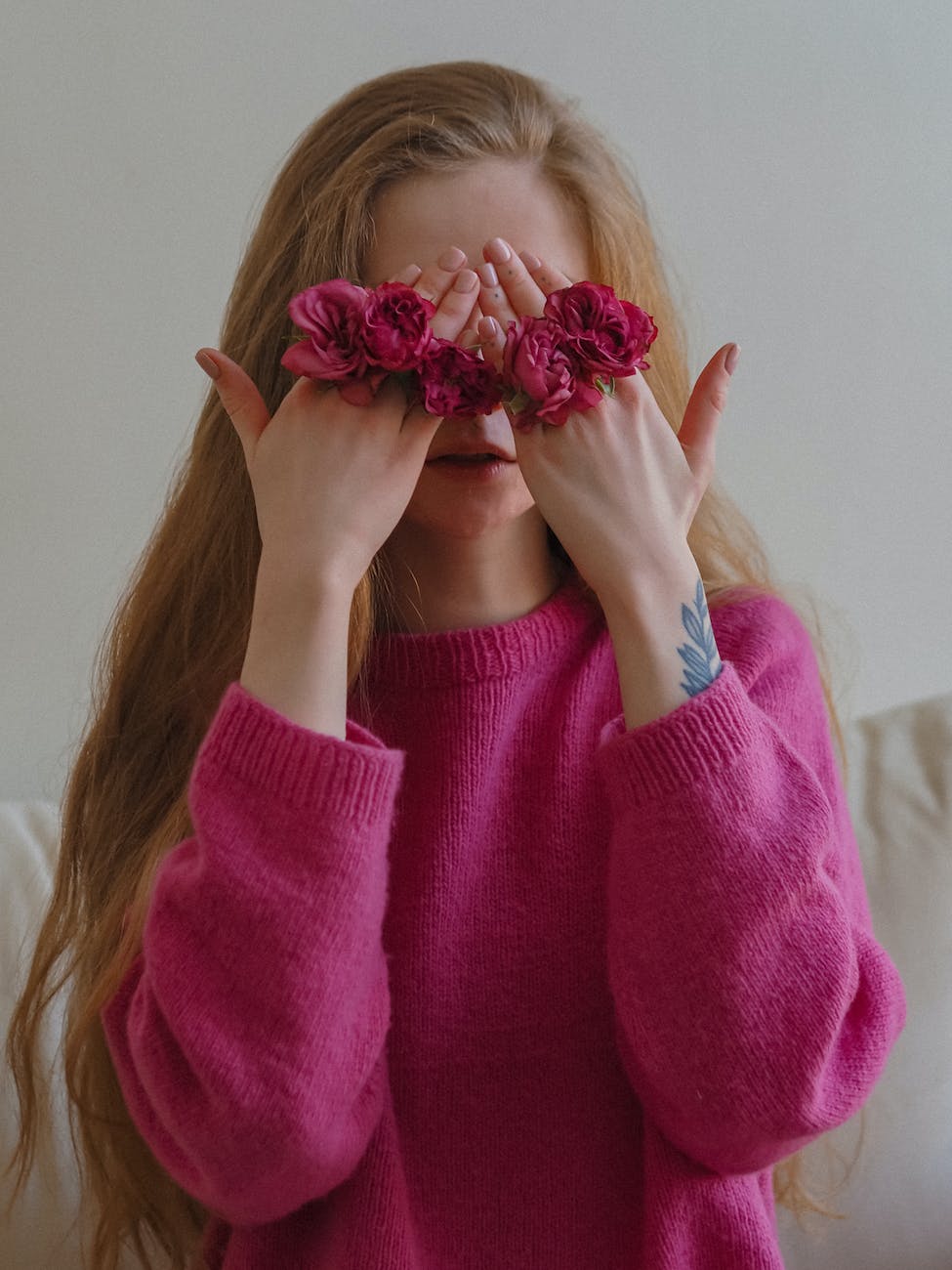 A pink outlet sweater